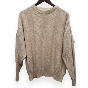 VTG 90s Cream Chunky Cable Knit Cotton Sweater 90s USA